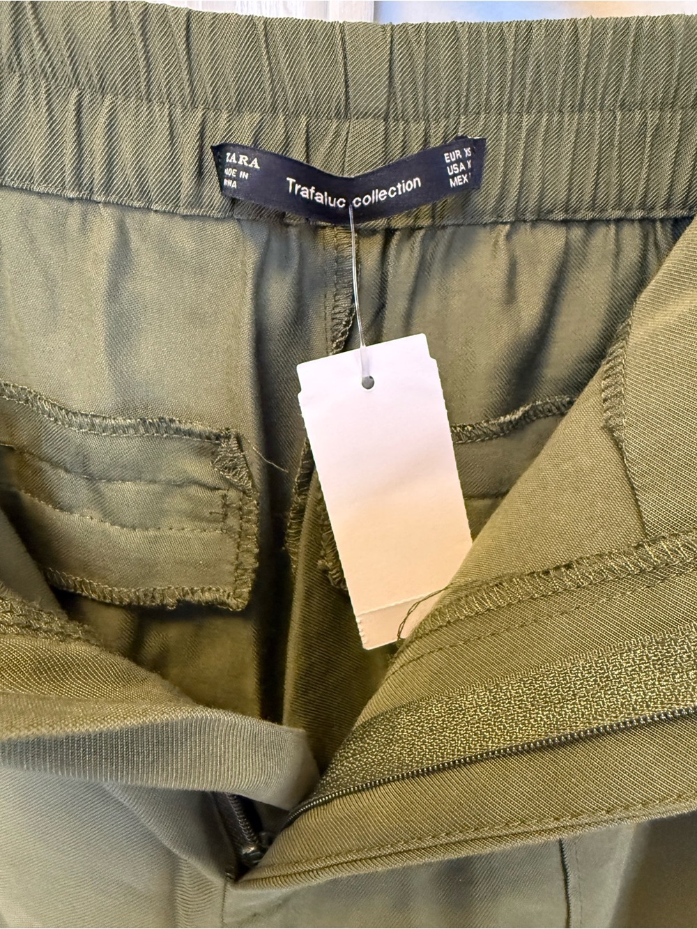 Zara Olive Green Wide-Leg Pants with Black Side Stripes - Picture 8 of 12